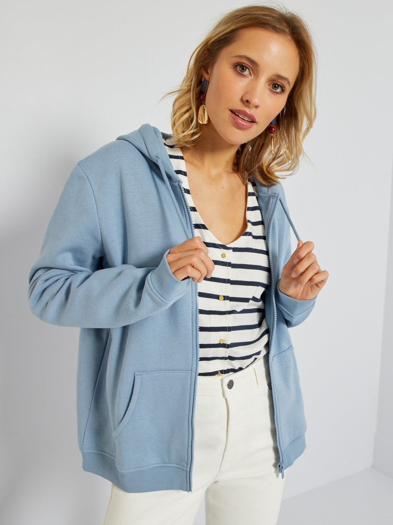 Sudadera con cremallera y capucha azul denim - Kiabi