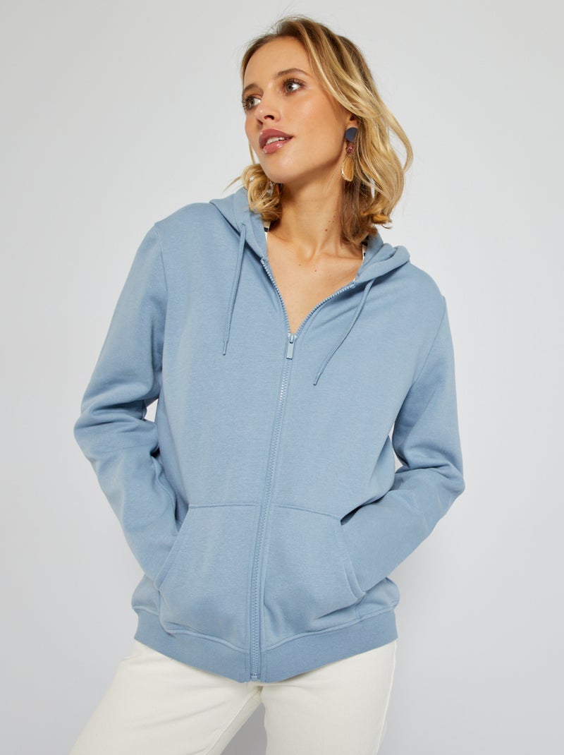 Sudadera con cremallera y capucha azul denim - Kiabi