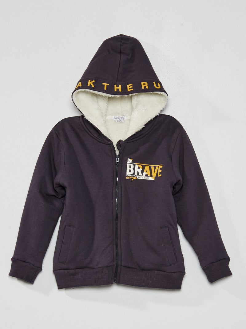 Sudadera con cremallera y capucha azul marino - Kiabi