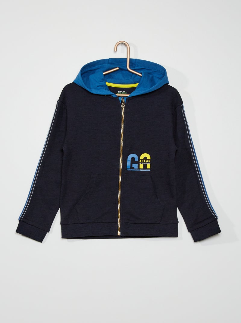 Sudadera con cremallera y capucha AZUL - Kiabi