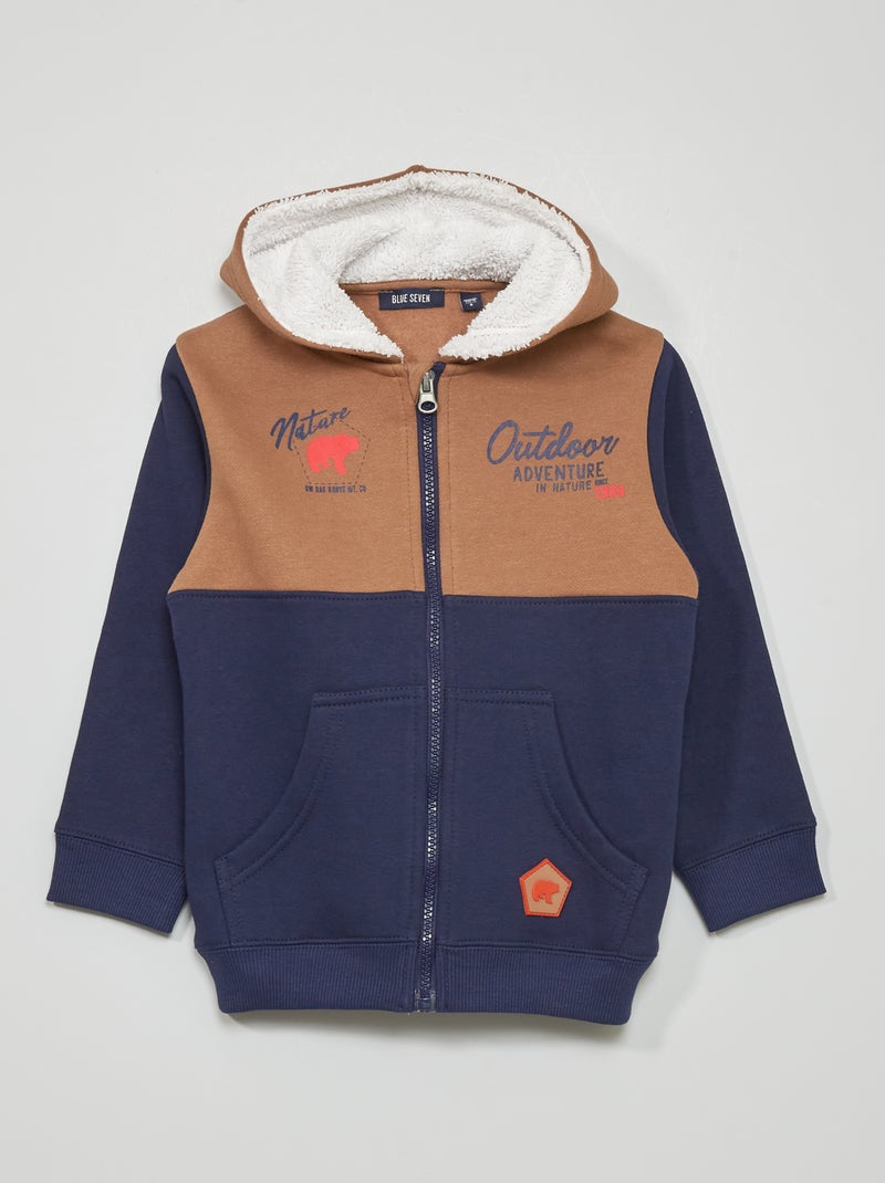 Sudadera con cremallera y capucha AZUL - Kiabi
