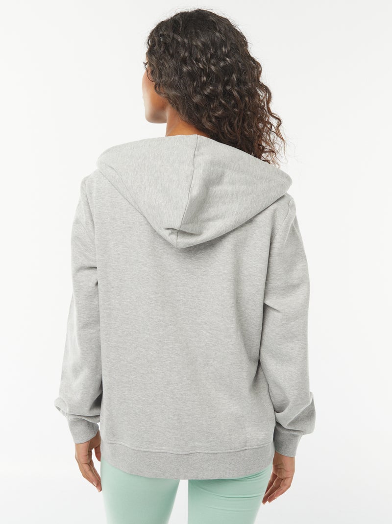 Sudadera con cremallera y capucha básica Gris - Kiabi