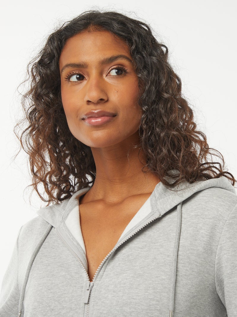 Sudadera con cremallera y capucha básica Gris - Kiabi