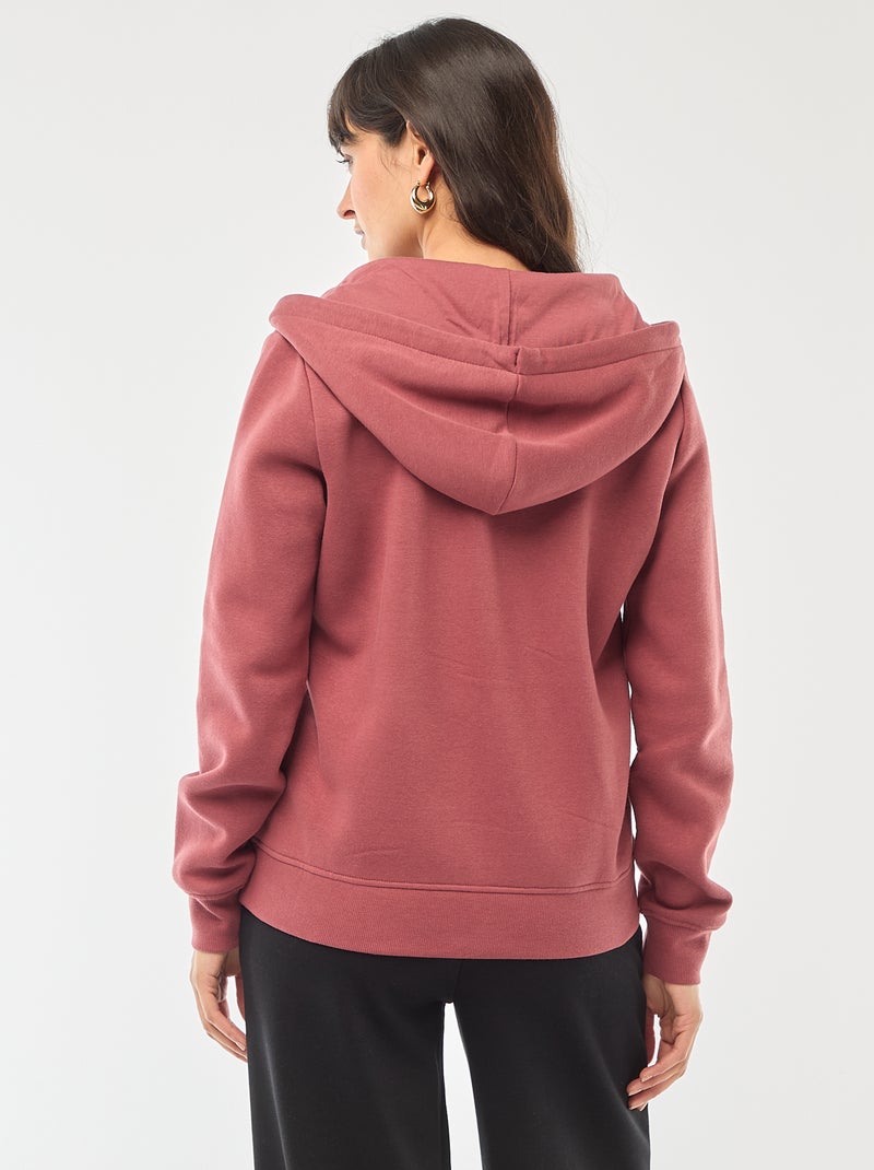 Sudadera con cremallera y capucha básica Rojo - Kiabi