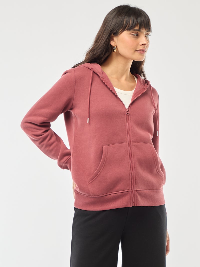 Sudadera con cremallera y capucha básica Rojo - Kiabi