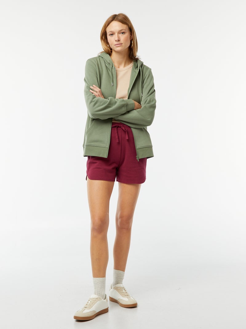 Sudadera con cremallera y capucha básica Verde - Kiabi
