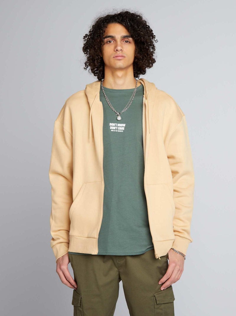 Sudadera con cremallera y capucha BEIGE - Kiabi