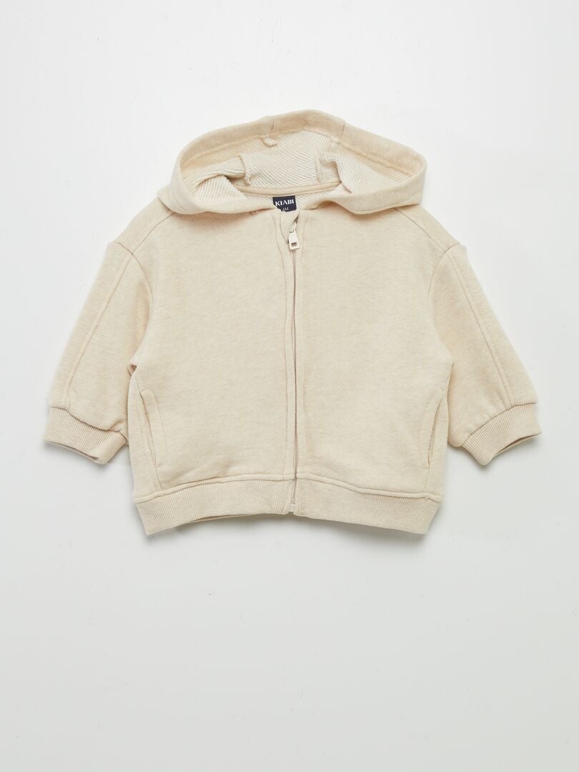 Sudadera con cremallera y capucha BEIGE - Kiabi