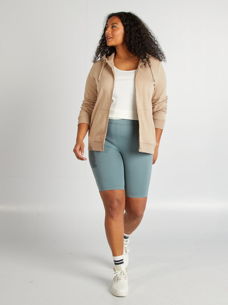 Sudadera con cremallera y capucha beige - Kiabi