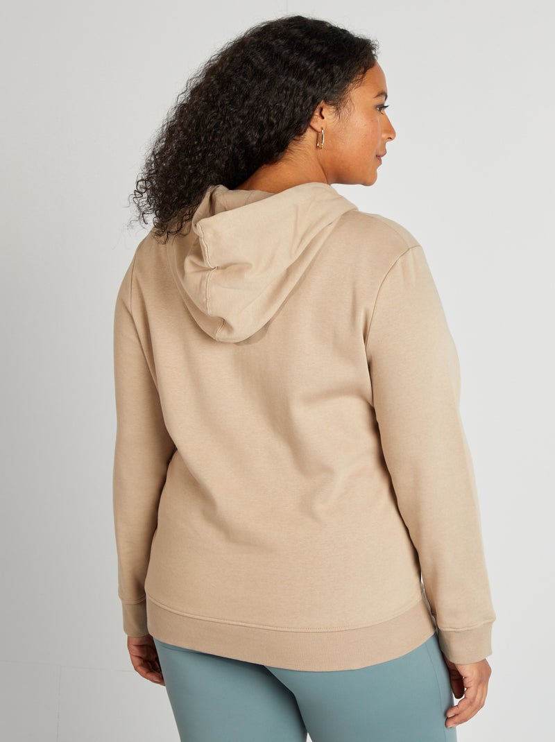Sudadera con cremallera y capucha beige - Kiabi