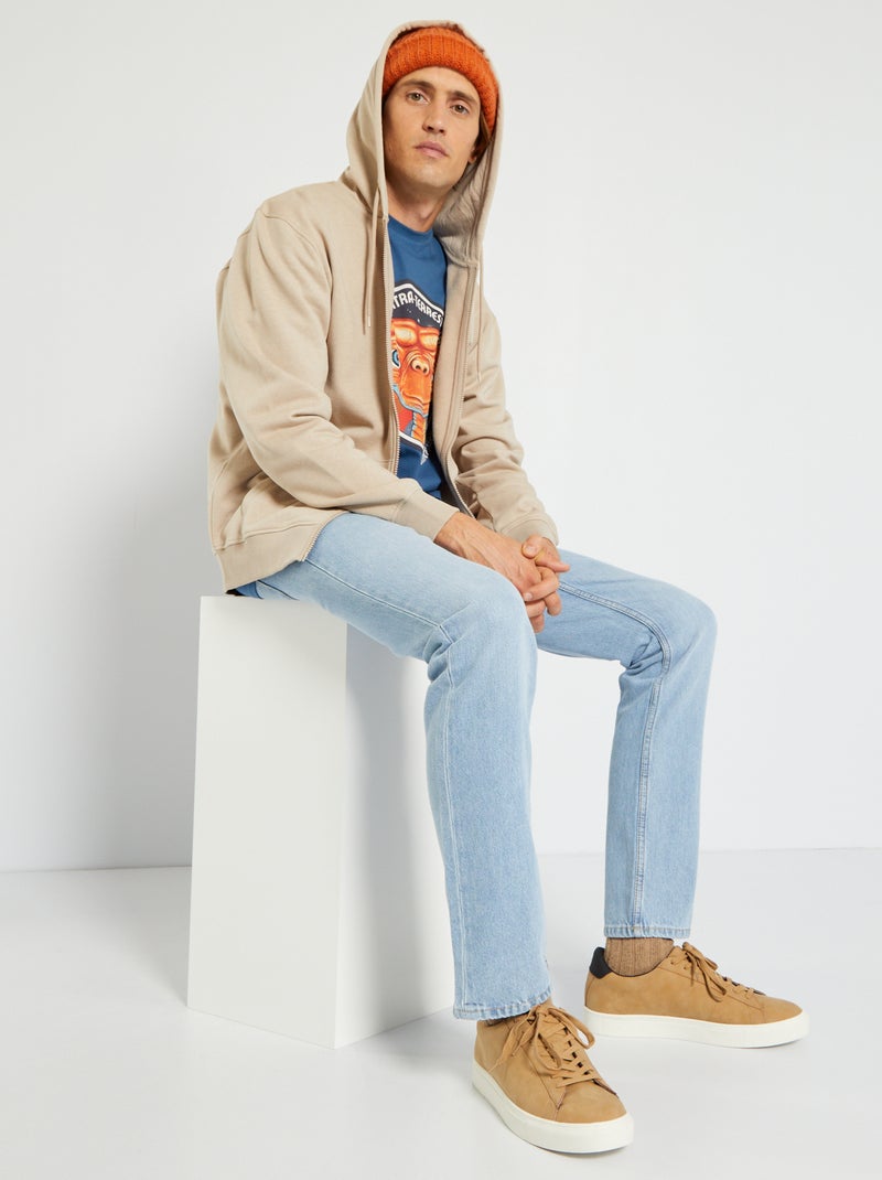 Sudadera con cremallera y capucha beige - Kiabi