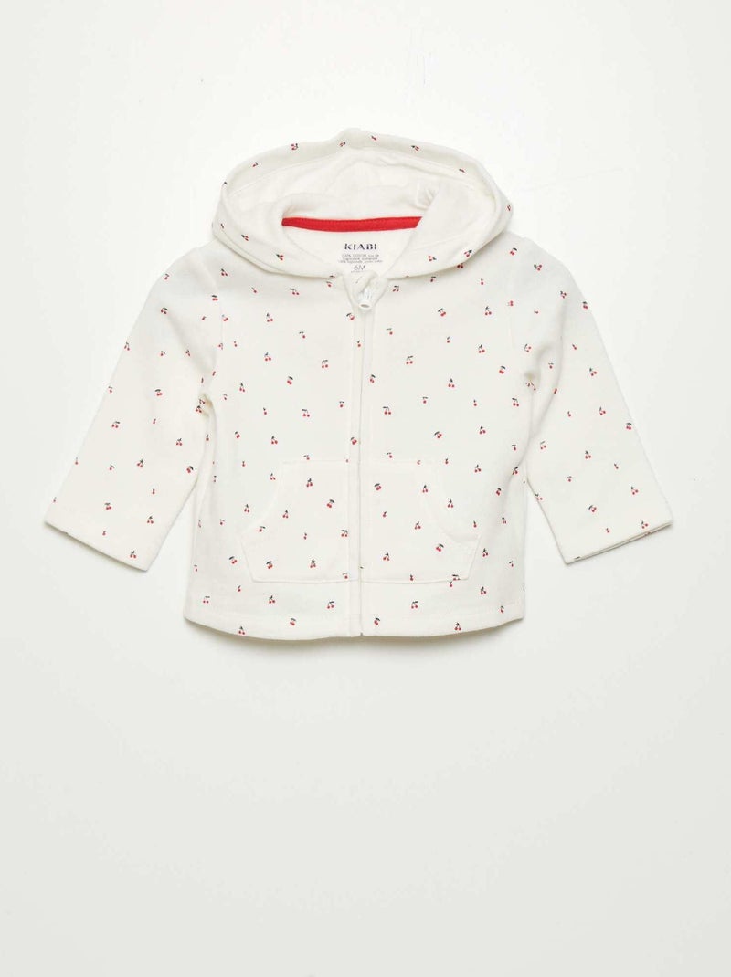 Sudadera con cremallera y capucha BLANCO - Kiabi