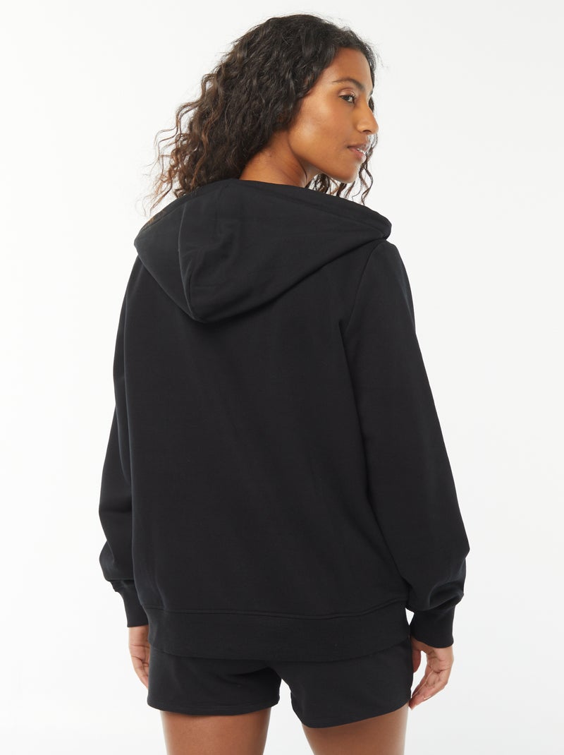 Sudadera con cremallera y capucha b?sica negro - Kiabi