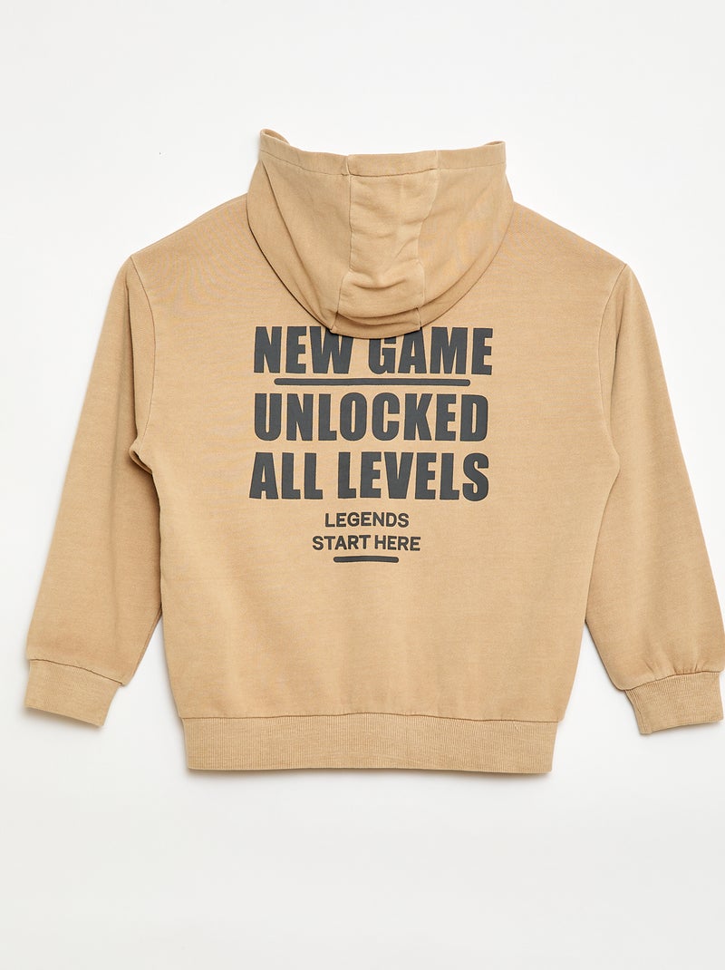 Sudadera con cremallera y capucha con diseño Beige - Kiabi