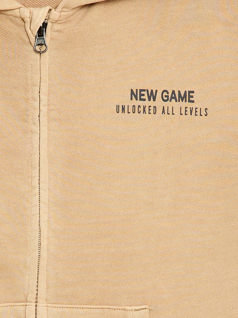 Sudadera con cremallera y capucha con diseño Beige - Kiabi