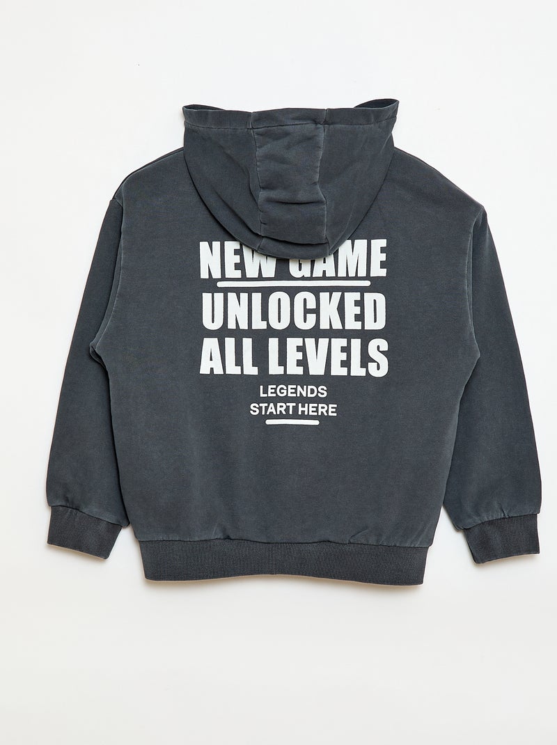 Sudadera con cremallera y capucha con diseño Negro - Kiabi