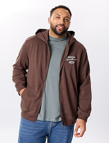 Sudadera con cremallera y capucha con inscripciones bordadas