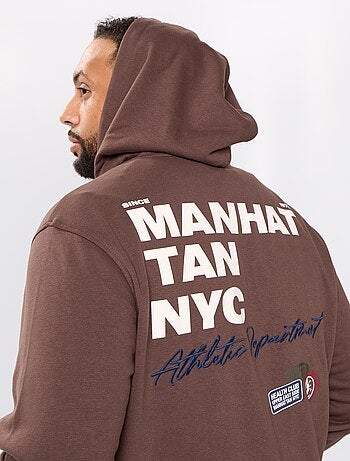 Sudadera con cremallera y capucha con inscripciones bordadas
