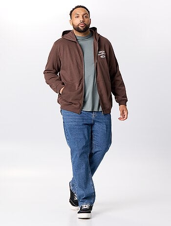 Sudadera con cremallera y capucha con inscripciones bordadas