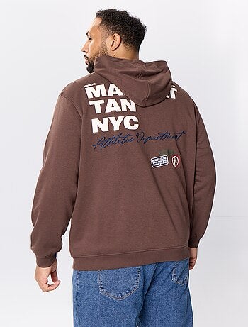 Sudadera con cremallera y capucha con inscripciones bordadas