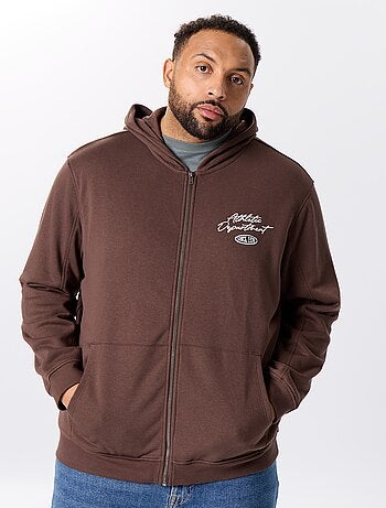 Sudadera con cremallera y capucha con inscripciones bordadas