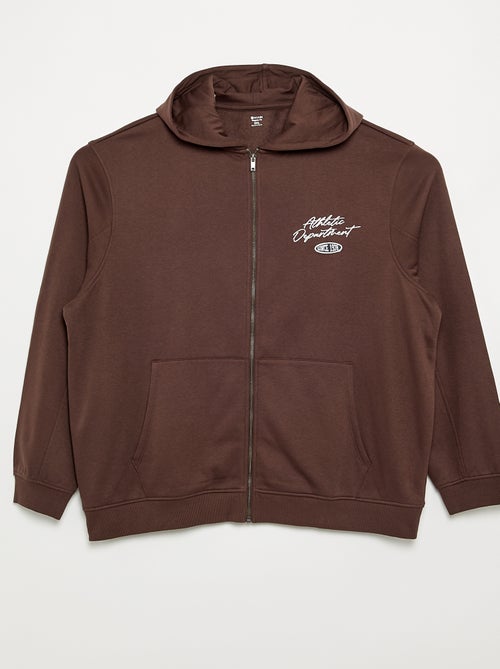 Sudadera con cremallera y capucha con inscripciones bordadas - Kiabi
