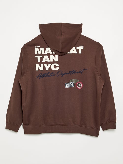 Sudadera con cremallera y capucha con inscripciones bordadas - Kiabi