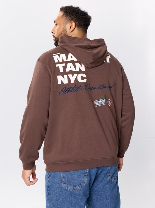 Sudadera con cremallera y capucha con inscripciones bordadas - Kiabi