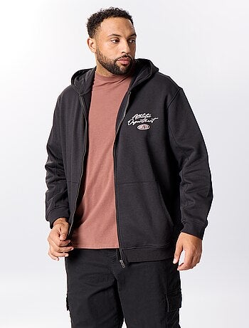 Sudadera con cremallera y capucha con inscripciones bordadas