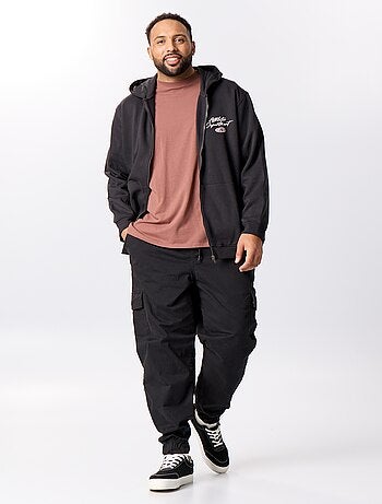 Sudadera con cremallera y capucha con inscripciones bordadas