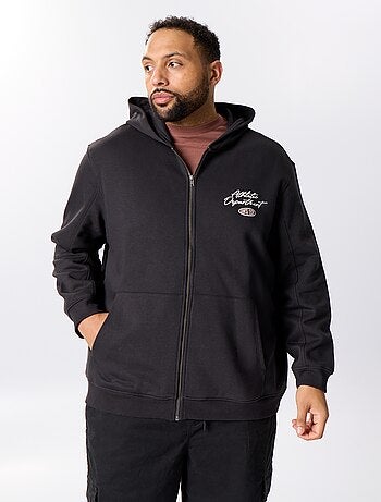 Sudadera con cremallera y capucha con inscripciones bordadas