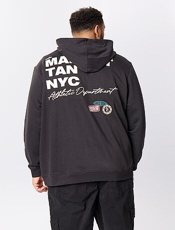 Sudadera con cremallera y capucha con inscripciones bordadas