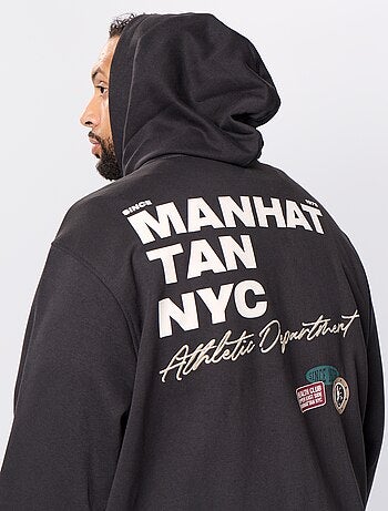 Sudadera con cremallera y capucha con inscripciones bordadas