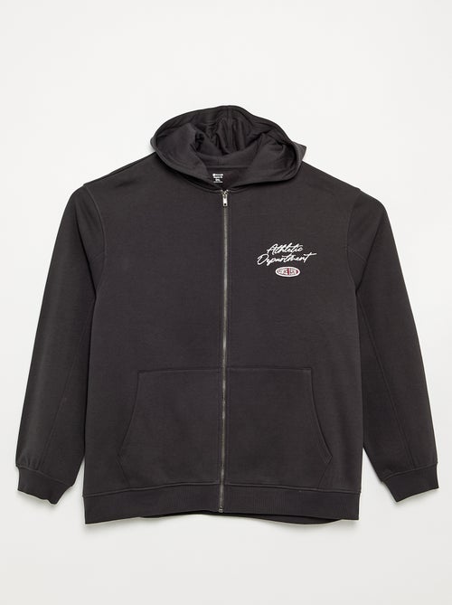 Sudadera con cremallera y capucha con inscripciones bordadas - Kiabi