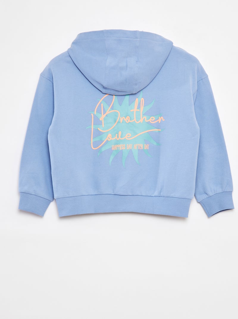 Sudadera con cremallera y capucha corte loose AZUL - Kiabi