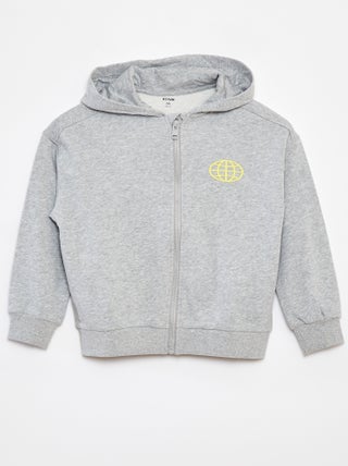 Sudadera con cremallera y capucha corte loose