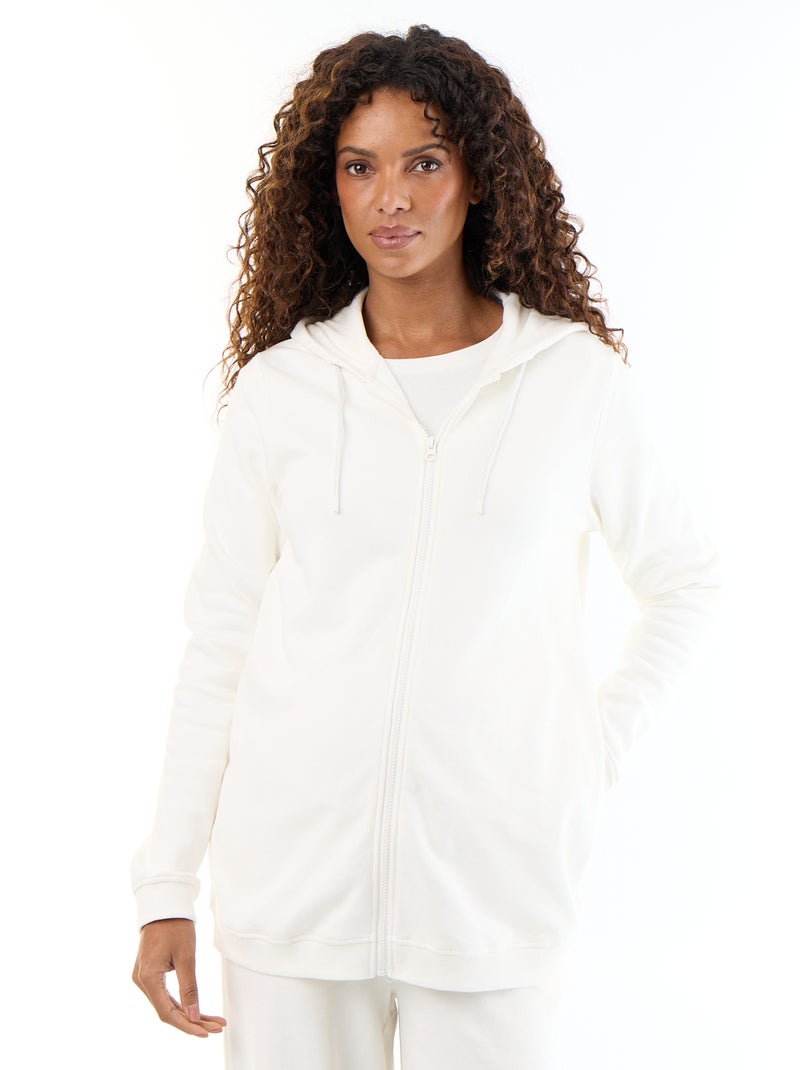 Sudadera con cremallera y capucha de lactancia Blanco - Kiabi