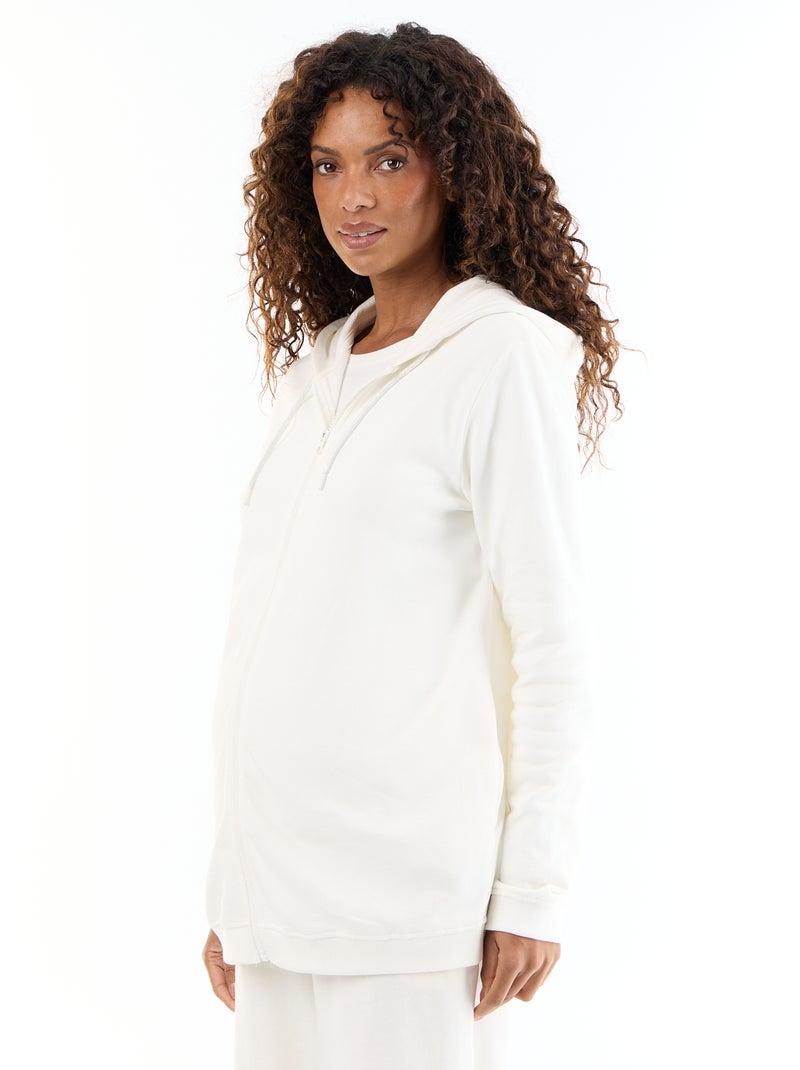 Sudadera con cremallera y capucha de lactancia Blanco - Kiabi