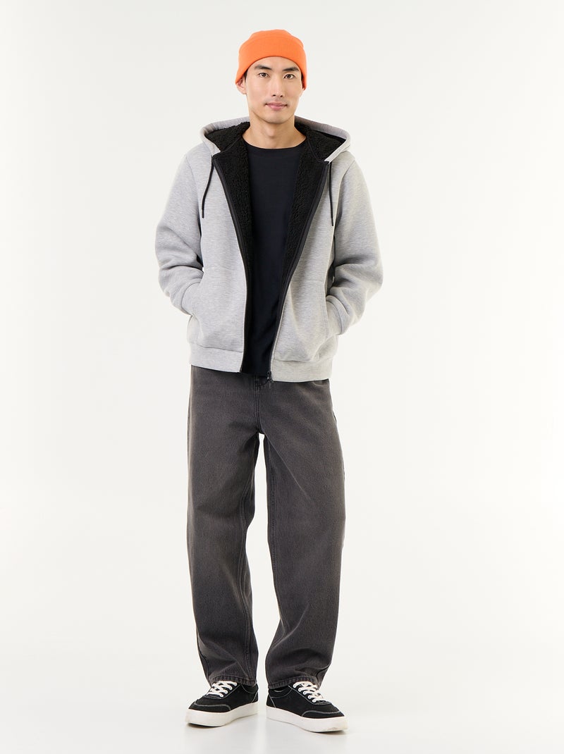 Sudadera con cremallera y capucha de neopreno Gris - Kiabi