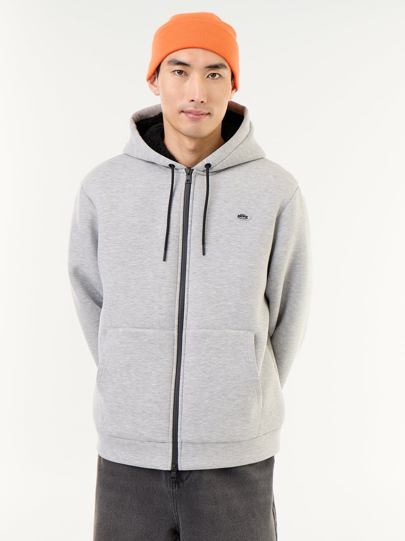 Sudadera con cremallera y capucha de neopreno Gris - Kiabi