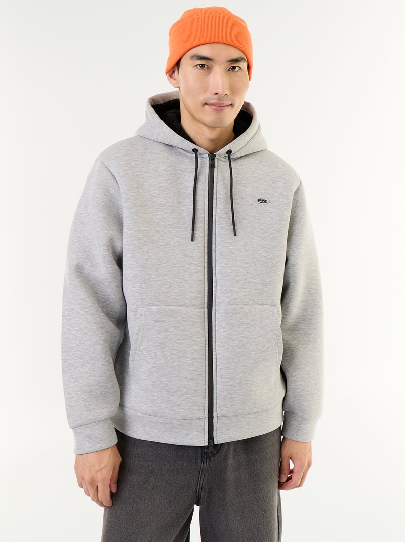 Sudadera con cremallera y capucha de neopreno Gris - Kiabi
