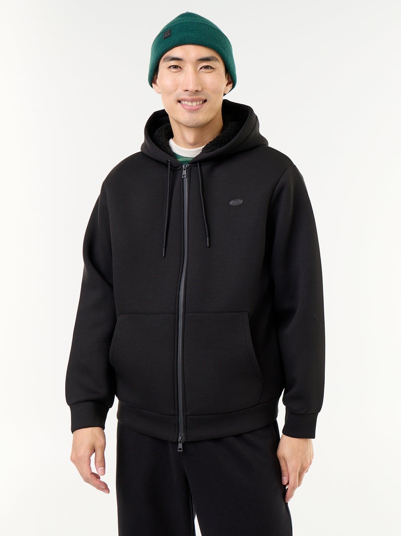 Sudadera con cremallera y capucha de neopreno Negro - Kiabi