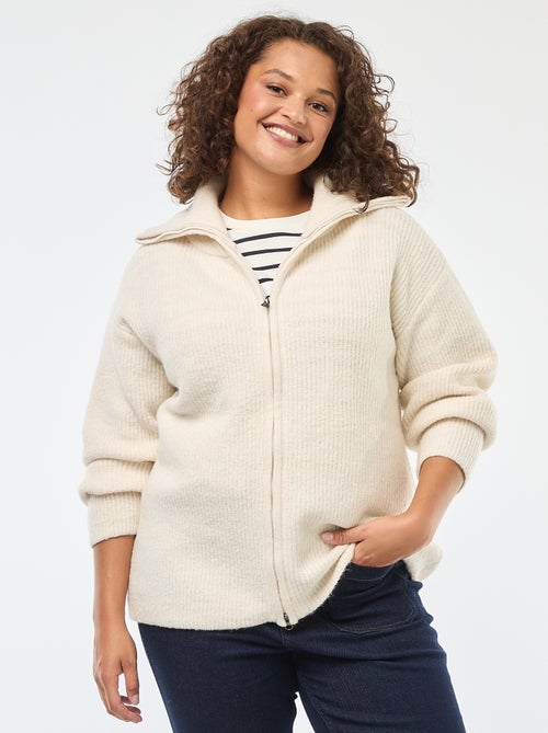 Sudadera con cremallera y capucha de punto tricot - Kiabi