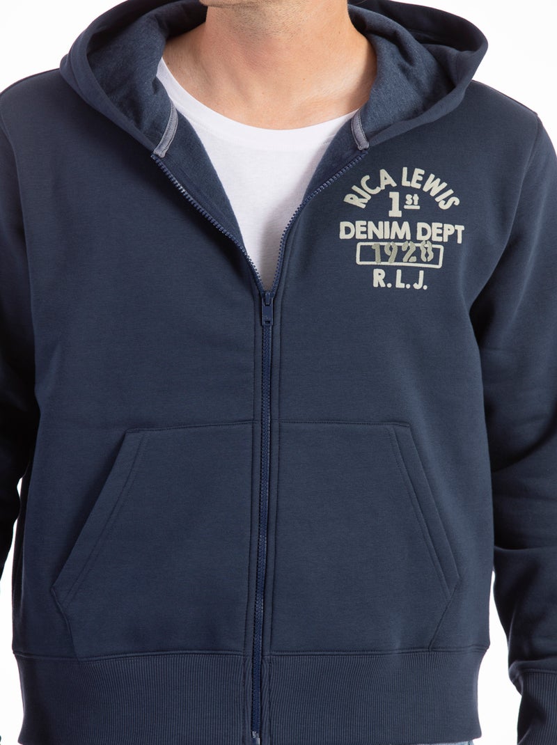 Sudadera con cremallera y capucha DJANGO 'Rica Lewis' Azul - Kiabi