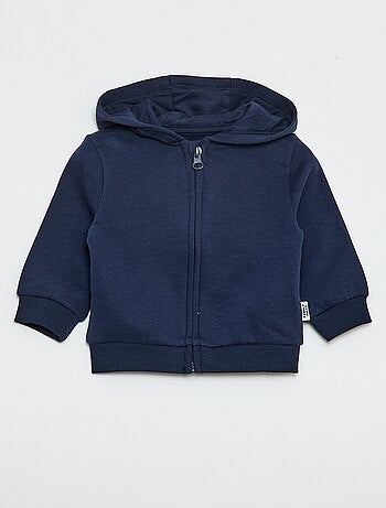Sudadera con cremallera y capucha en felpa perchada