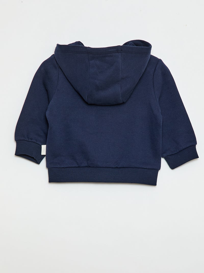 Sudadera con cremallera y capucha en felpa perchada Azul oscuro - Kiabi