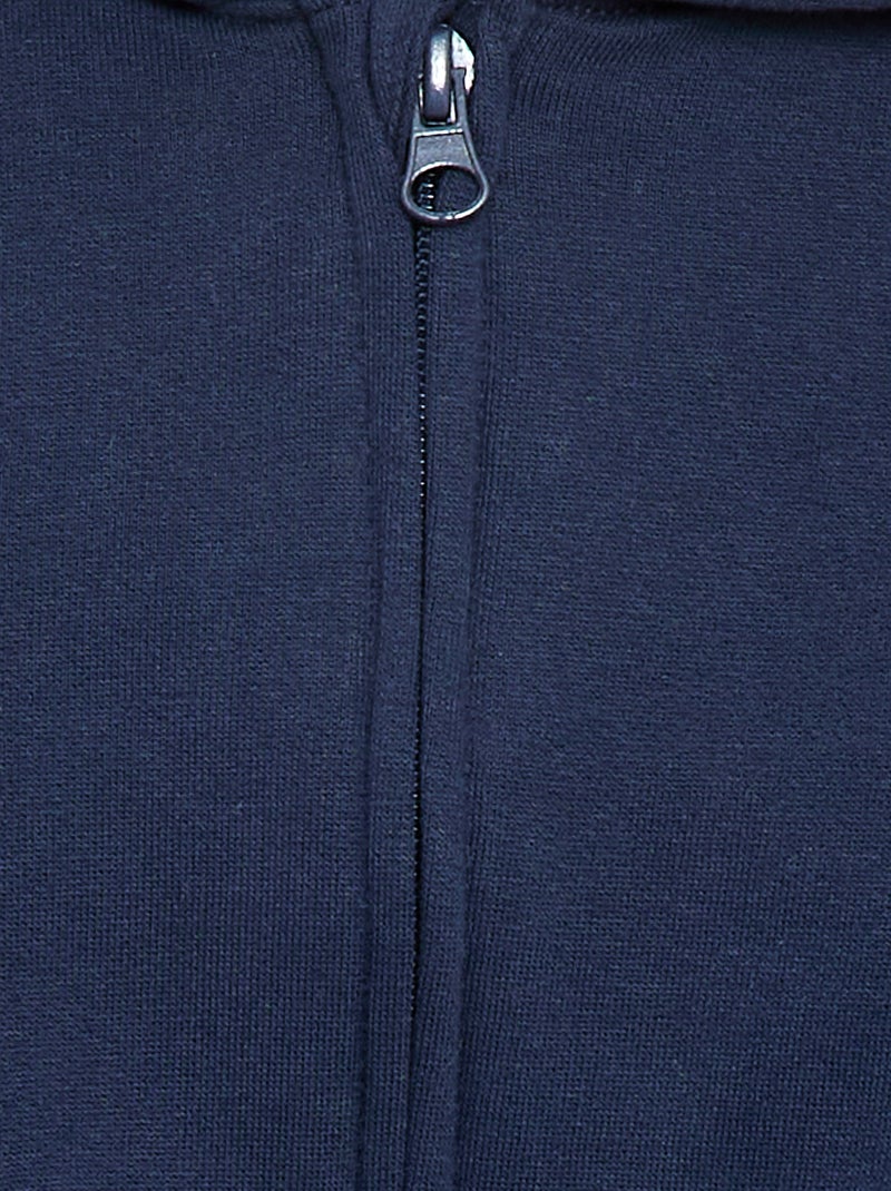 Sudadera con cremallera y capucha en felpa perchada Azul oscuro - Kiabi