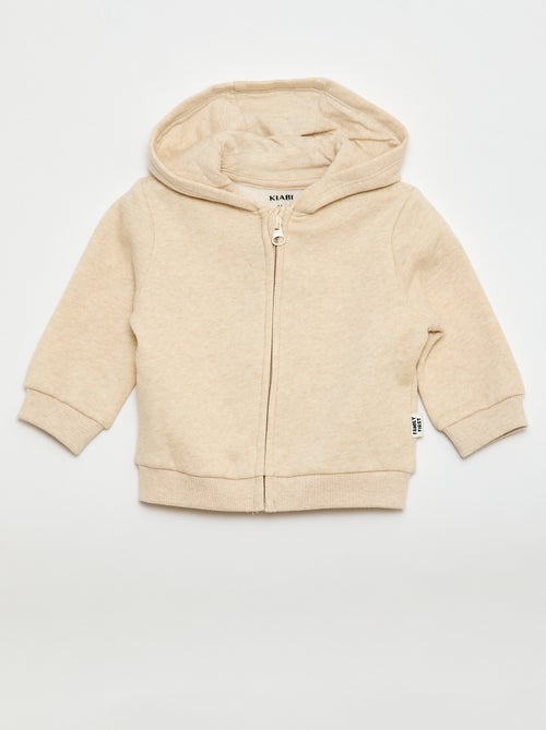 Sudadera con cremallera y capucha en felpa perchada - Kiabi