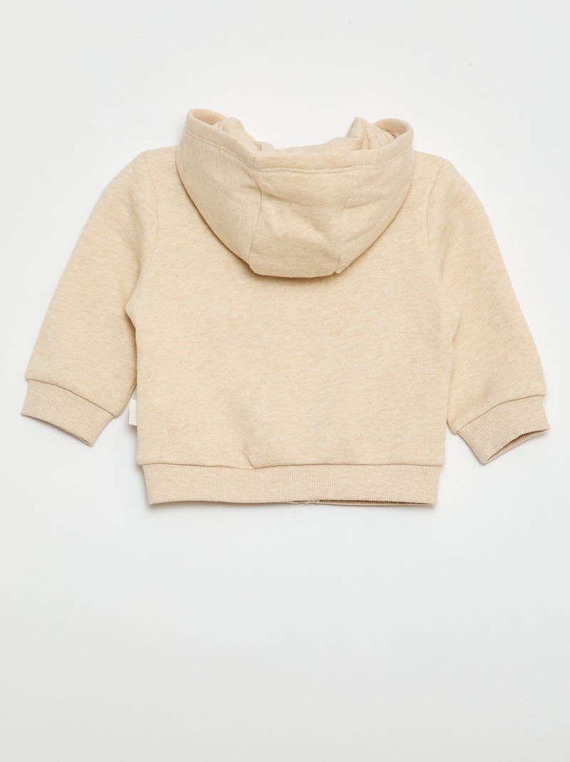 Sudadera con cremallera y capucha en felpa perchada Beige - Kiabi