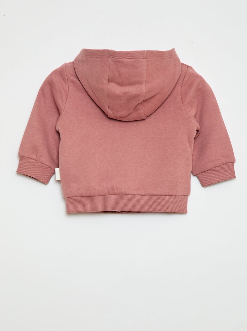 Sudadera con cremallera y capucha en felpa perchada Rosa - Kiabi